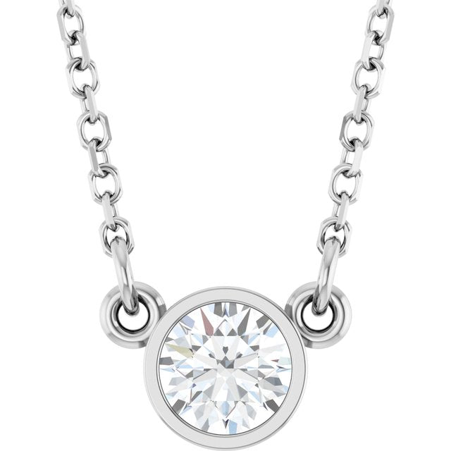 14K White Stuller Lab-Grown Moissanite Solitaire 18" Necklace