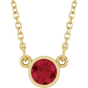 14K Yellow Lab-Grown Ruby Solitaire 16" Necklace