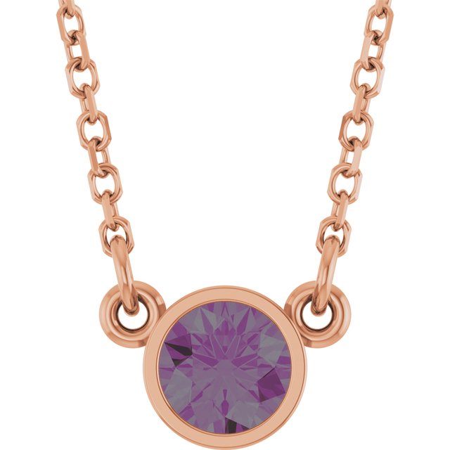 14K Rose Lab-Grown Alexandrite Solitaire 16" Necklace