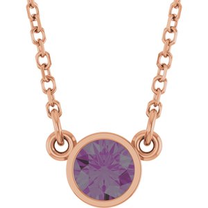 14K Rose Lab-Grown Alexandrite Solitaire 16" Necklace