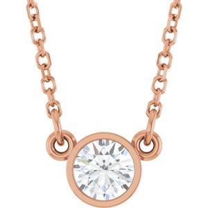 14K Rose 1/4 CT Lab-Grown Diamond Solitaire 18" Necklace