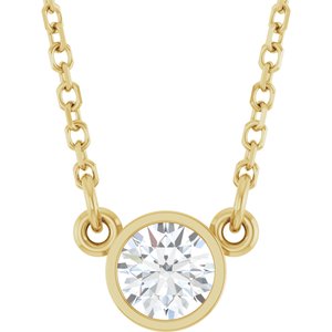 14K Yellow Stuller Lab-Grown Moissanite Solitaire 18" Necklace