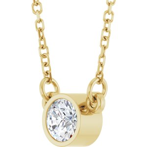 14K Yellow Stuller Lab-Grown Moissanite Solitaire 18" Necklace