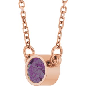 14K Rose Lab-Grown Alexandrite Solitaire 16" Necklace