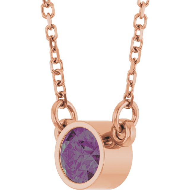 14K Rose Lab-Grown Alexandrite Solitaire 16" Necklace