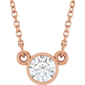 14K Rose 1/3 CT Lab-Grown Diamond Solitaire 18" Necklace