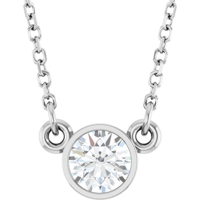 14K White 1/3 CT Lab-Grown Diamond Solitaire 18" Necklace