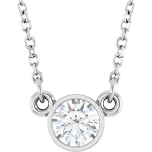 14K White 1/3 CT Lab-Grown Diamond Solitaire 18" Necklace