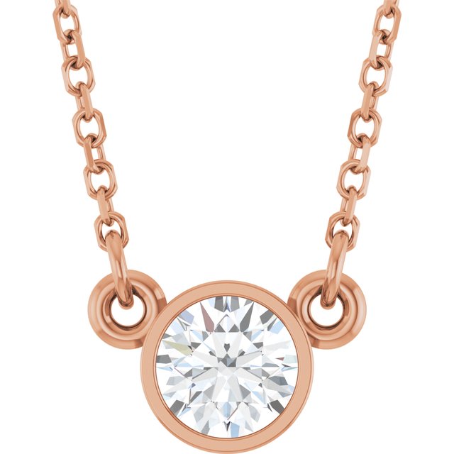 14K Rose 1/3 CT Lab-Grown Diamond Solitaire 18" Necklace