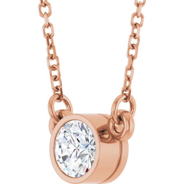 14K Rose 1/3 CT Lab-Grown Diamond Solitaire 18" Necklace
