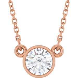 14K Rose 1/2 CT Lab-Grown Diamond Solitaire 18" Necklace