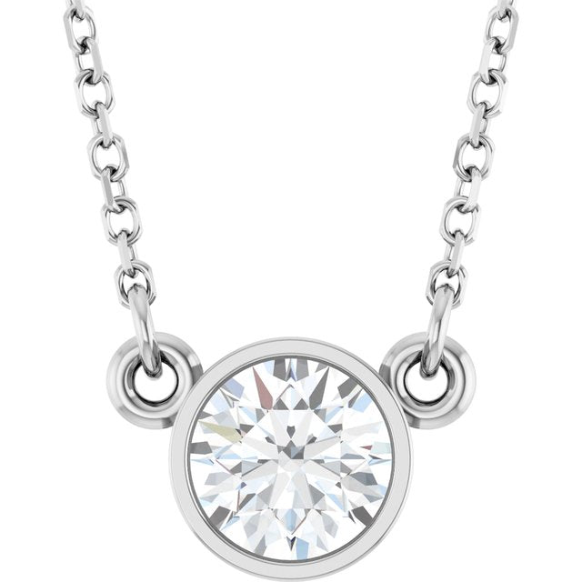 14K White 1/2 CT Lab-Grown Diamond Solitaire 18" Necklace