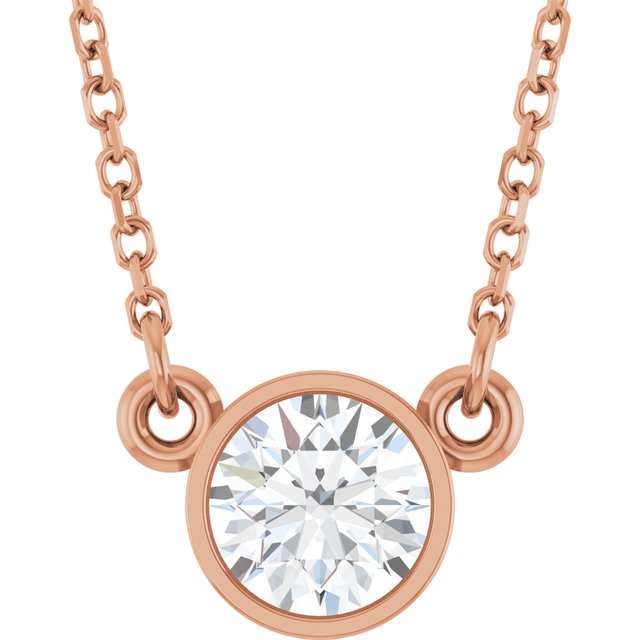 14K Rose 1/2 CT Lab-Grown Diamond Solitaire 18" Necklace
