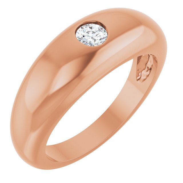 14K Rose 1/4 CT Lab-Grown Diamond Dome Ring
