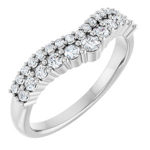 14K White 3/8 CTW Lab-Grown Diamond Contour Band