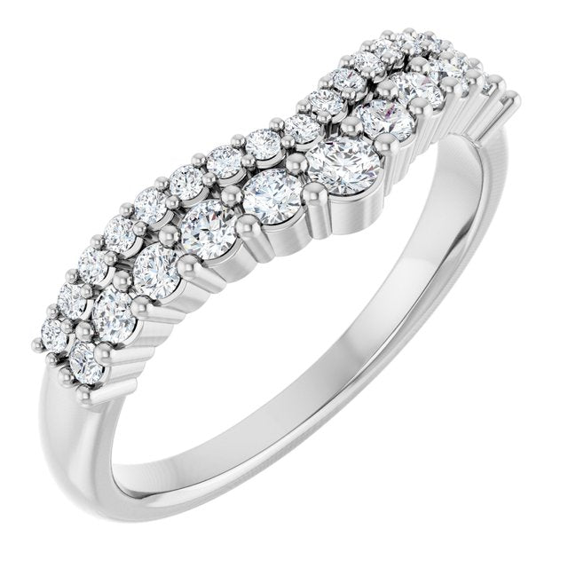 14K White 3/8 CTW Lab-Grown Diamond Contour Band