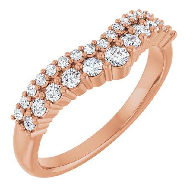 14K Rose 3/8 CTW Lab-Grown Diamond Contour Band
