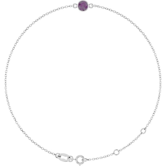 14K White Lab-Grown Alexandrite 6 1/2-7 1/2" Bracelet