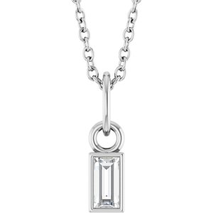 Platinum 1/10 CT Lab-Grown Diamond Bezel-Set 16-18" Necklace