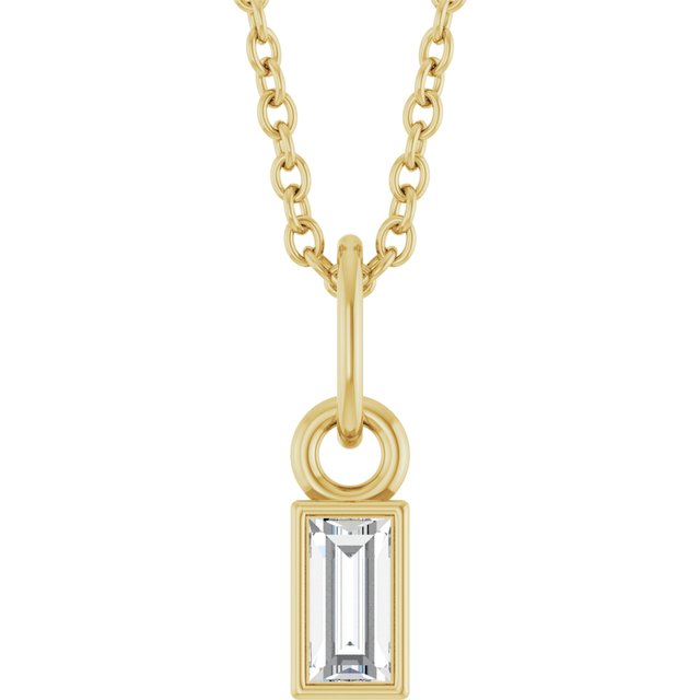 14K Yellow 1/10 CT Lab-Grown Diamond Bezel-Set 16-18" Necklace