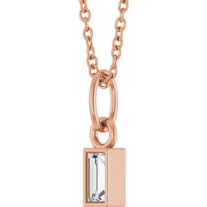 14K Rose 1/10 CT Lab-Grown Diamond Bezel-Set 16-18" Necklace