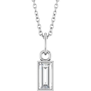 Platinum 3/8 CT Lab-Grown Diamond Bezel-Set 16-18" Necklace
