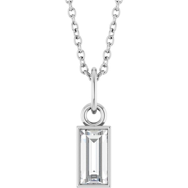 Platinum 3/8 CT Lab-Grown Diamond Bezel-Set 16-18" Necklace