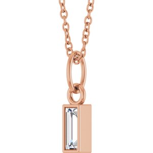 14K Rose 1/6 CT Lab-Grown Diamond Bezel-Set 16-18" Necklace