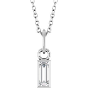 Platinum 1/6 CT Lab-Grown Diamond Bezel-Set 16-18" Necklace