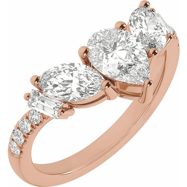 14K Rose 1 1/2CTW Lab-Grown Diamond Contour Band