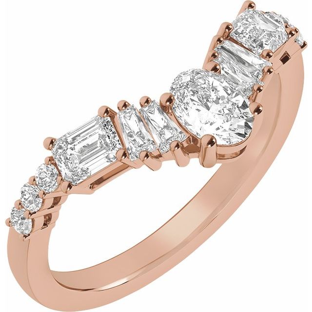 14K Rose 1 CTW Lab-Grown Diamond Contour Band