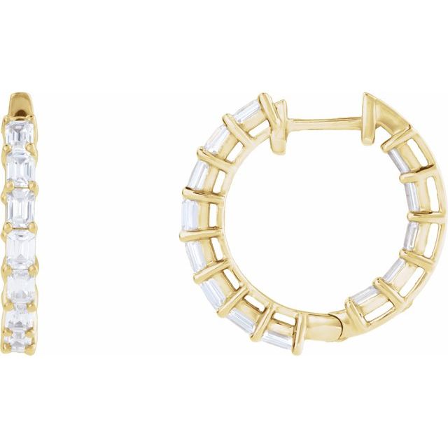 14K Yellow 3 CTW Lab-Grown Diamond Inside-Outside 21.2 mm Hoop Earrings