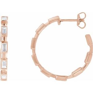 14K Rose 1 1/4 CTW Lab-Grown Diamond 24.5 mm Hoop Earrings