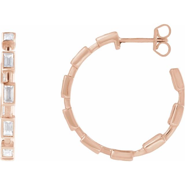 14K Rose 1 1/4 CTW Lab-Grown Diamond 24.5 mm Hoop Earrings