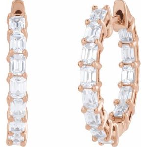 14K Rose 3 CTW Lab-Grown Diamond Inside-Outside 21.2 mm Hoop Earrings