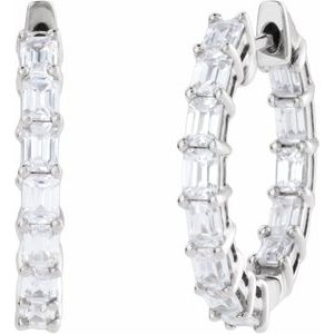 14K White 3 CTW Lab-Grown Diamond Inside-Outside 21.2 mm Hoop Earrings