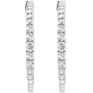 14K White 1 1/3 CTW Lab-Grown Diamond  30 mm Hoop Earrings