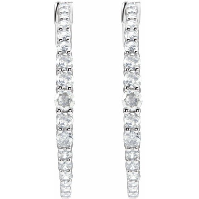 14K White 1 1/3 CTW Lab-Grown Diamond  30 mm Hoop Earrings