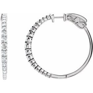 14K White 1 1/3 CTW Lab-Grown Diamond  30 mm Hoop Earrings