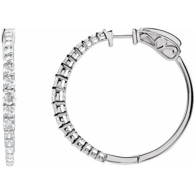 14K White 1 1/3 CTW Lab-Grown Diamond  30 mm Hoop Earrings