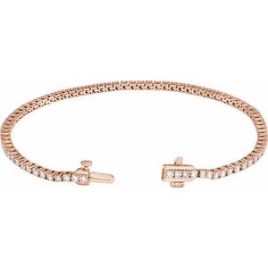 14K Rose 2 CTW Lab-Grown Diamond Line 7" Bracelet