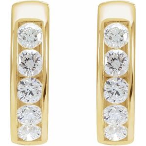 14K Yellow 5/8 CTW Lab-Grown Diamond 14 mm Hinged Hoop Earrings