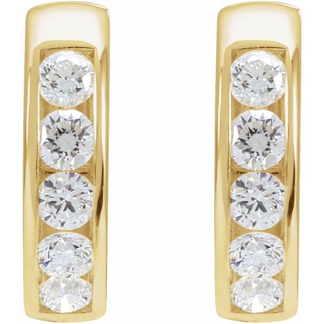 14K Yellow 5/8 CTW Lab-Grown Diamond 14 mm Hinged Hoop Earrings