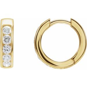 14K Yellow 5/8 CTW Lab-Grown Diamond 14 mm Hinged Hoop Earrings