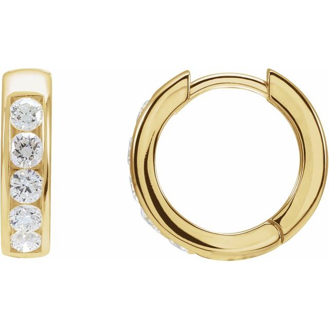 14K Yellow 5/8 CTW Lab-Grown Diamond 14 mm Hinged Hoop Earrings