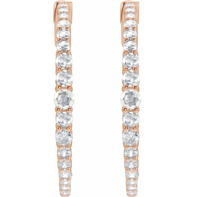 14K Rose 1 1/3 CTW Lab-Grown Diamond 30 mm Hoop Earrings