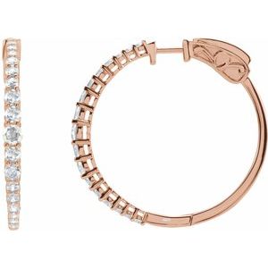 14K Rose 1 1/3 CTW Lab-Grown Diamond 30 mm Hoop Earrings