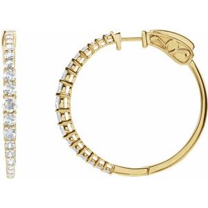 14K Yellow 1 1/3 CTW Lab-Grown Diamond 30 mm Hoop Earrings
