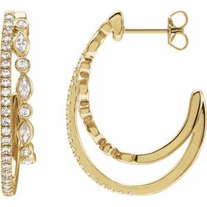 14K Yellow 1 1/5 CTW Lab-Grown Diamond 30.5 mm Hoop Earrings
