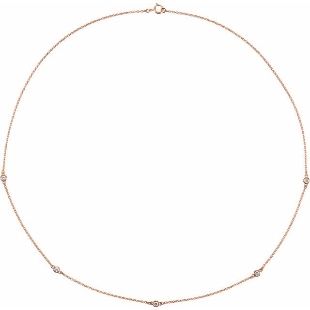 14K Rose 1/4 CTW Lab-Grown Diamond 5-Station 18" Necklace
